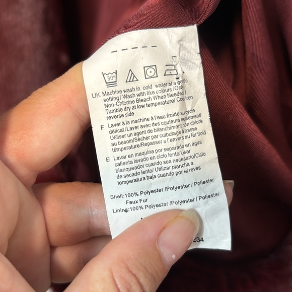 Highline Collective Dark Red Lux Fur Jacket S - Picture 7 of 8